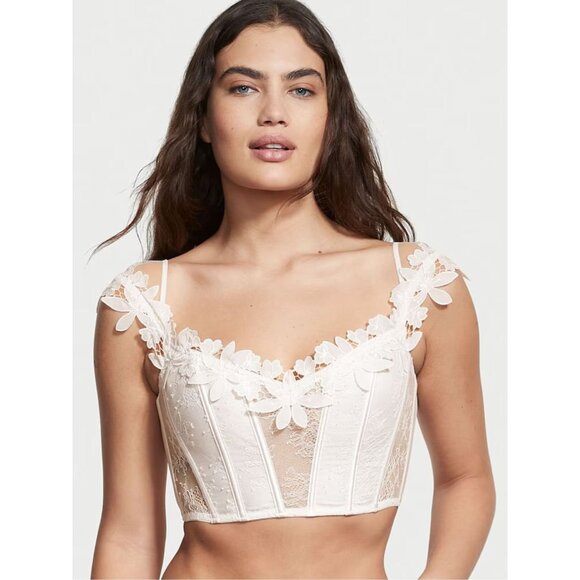 New! Victoria's Secret Very Sexy Coconut White Floral Corset Top Size S 25041 - Picture 2 of 10